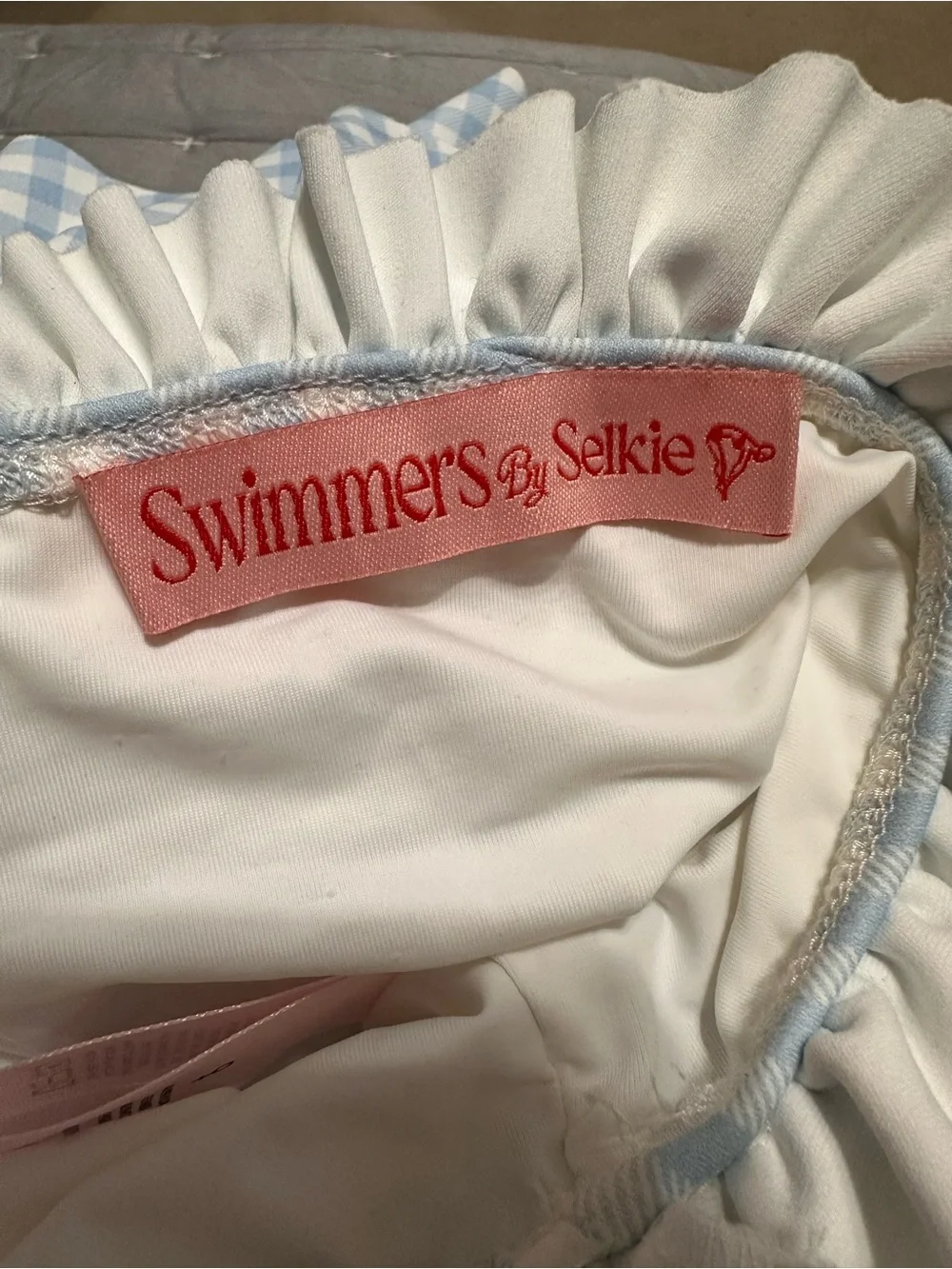 Selkie Light Blue & White Gingham Swimsuit Bottoms Size XS